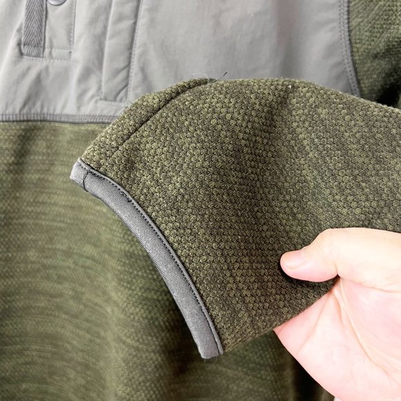 GH Bass & Co Sweater Men Large Green Pullover Henley Nylon Yoke Outdoor Coldgear - Picture 9 of 12